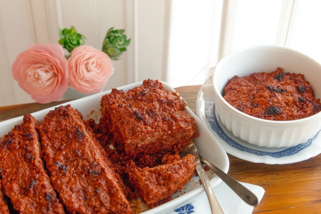 A visually appealing comparison of meatballs and meatloaf. On the left, a plate of perfectly round, golden-brown meatballs garnished with fresh parsley, served alongside marinara sauce in a small bowl3